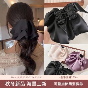 กิ๊บติดผมสไตล์ฝรั่งเศส ทรงเสื้อผ้าไหม ขนาดกลาง สำหรับผู้หญิง เครื่องประดับผมสไตล์เจ้าหญิง ที่คาดผม สไตล์เกาหลี