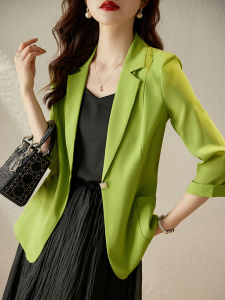 YIMUZI | Casual Green Short Sleeve Suit Jacket