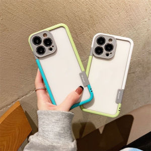 Color Collision Full Cover Lens Phone Case for iPhone 14 pro Max New Model Apple 13/15 pro Breathable Heat Dissipation Protective Silicone Anti-Fall plus Simple Splicing Mens High-End Feeling