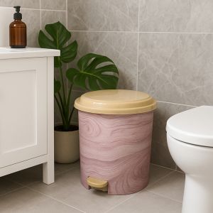 Tempat sampah sedang tutup injak / pedal / tong sampah plastik / tertutup / estetik / klasik / vintage / bulat / bundar