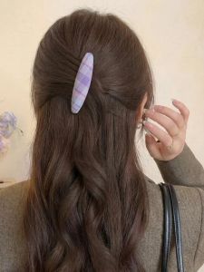 Cute Plaid Fabric Forehead Clip Elliptical
