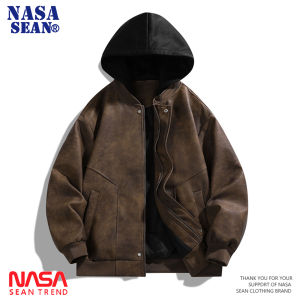 Wassup Panda Mens Biker Jacket Hooded Leather Coat Casual Versatile Loose Fit Spring Autumn Trendy Outerwear Windproof Zipper