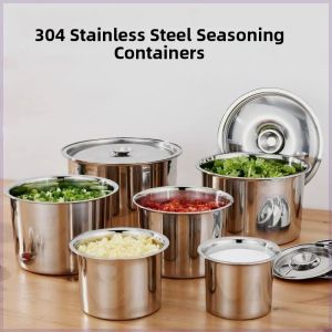 Wall-mounted 304 Stainless Steel Spice Jar With Lid