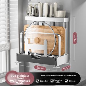 Wall-mounted Multipurpose Knife and Cutting Board Holder