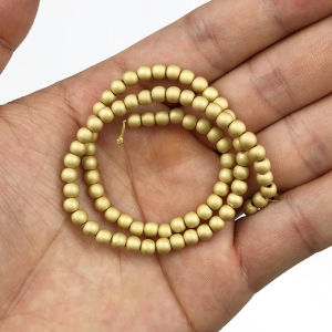 Matte KC Gold สี Hematite หินธรรมชาติ 2/3/4/6/8/10 มม.รอบ Spacer ลูกปัดแบบหลวมสําหรับเครื่องประดับทําสร้อยข้อมือ DIY อุปกรณ์เสริม