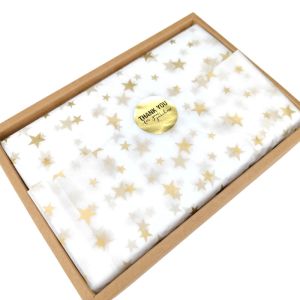 50 Pieces 17G Golden Five-Pointed Star 50 * 70cm Mg Tissue Paper Copy Paper Festival Gift Wrap Paper Tissue Paper Can Be Customized