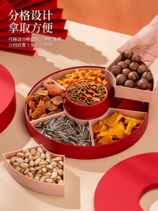 Chinese Style Retro Fruit Tray for Living Room Tea Table Candy Box Dry Fruits Display Plate Snacks New Year Decorations Plastic