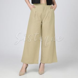 SISTAQUE - Celana Panjang Kulot Wanita Terbaru / Katun Linen Crinkle Kulot Polos Nadia LK