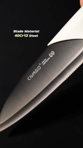 CIVAGO Antibacterial Titanium Knife Set Combo Stainless Steel Holder 2-in-1 Cleaver Chef Knife