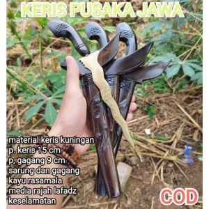 termurah cod kris pus4ka jawa asli kuningan isi lafadz kecil promo december pajangan koleksian