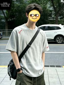 YOULIN | American Shoulder Embroidered Tee Men Short Sleeve