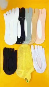 ITLOVE - Kaos Kaki 5 Jari Hidden Socks Tapak Bentuk Sepatu Tipis Pori Bunga Strech Ala Korea Import Kaus Kaki Wanita