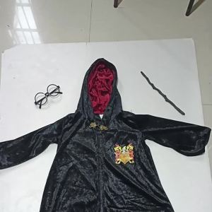 Halloween Trẻ Em Magic Áo Choàng Trang Phục Bộ Bé Trai Ảo Thuật Gia Áo Trùm Đầu Màu Đen Trang Phục Hóa Trang Cho Tiệc Sinh Nhật Hiệu Suất