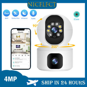 NICELECT 4MP Dual Lens WiFi Camera Dual Screen Baby Monitor Auto Tracking Ai Human Detection Indoor Home secuiryt CCTV Video Surveillance