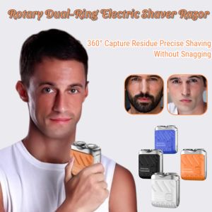 Rotary Dual-Ring Electric Shaver Razor Portable Rechargeable Waterproof Shaver Cordless Mens Beard Trimmer