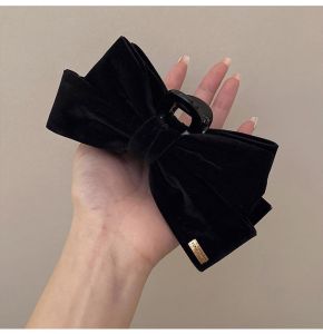 Kẹp tóc nơ lớn sau đầu màu đỏ đen trắng kẹp tóc nơ bản to nữ tính Hàn Quốc