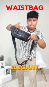 Tas Selempang Kecil Pria Waistbag Pinggang Cowok Premium Waterproof Anti Air MR 649 Hitam