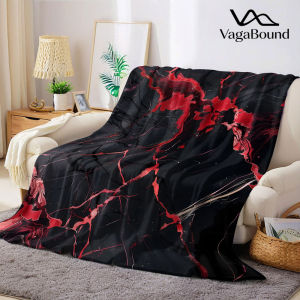 BILIBILI | Red Black Marble Flannel Blanket Warm Soft Halloween Christmas Decorative Couch Warm Cozy All-Season Gift