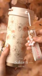 GERM Sakura Coffee Cup 500ml S31603 Stainless Steel Thermos Bottle Leakproof Water Bottle Tumbler