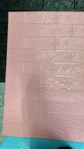 RW Wallpaper Foam Pink Bata 3D Bata Warna Pink Premium Wall Paper Sticker Tebal 3MM