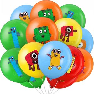 Hot Toys | 12/60pcs Numberblocked Balloon Party Supplies TV Show Number Latex Balloons Toy Decor Happy Birthday Banner Bunting Balloons