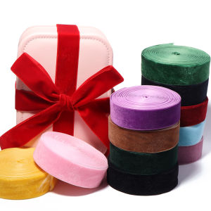 5yards/roll 2.5cm Single Face Velvet Ribbon Colored Bow Satin Ribbons For Christmas Party Gifts Bouquet Wrapping Bows Decoration