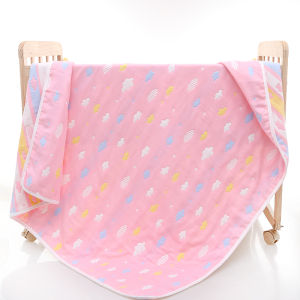 Newborn Baby Wrap Towel Blanket Breathable Pure Cotton Cartoon Design Absorbent Sweat Summer Cool Cover for Kindergarten