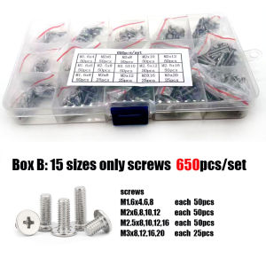 400/2100x M1.6 M2 M2.5 M3 M4 M5 304 Stainless Steel Cross Phillips Flat Ultra Thin Head Screw Bolt Nut Washer Assortment Set Kit