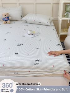 Pure Cotton Bedding Three-Piece Set Full Enclosure Mattress Protector Cover Duvet Quilt Pillow Case for Single Bed Dormitory