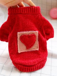 Red Knitted Sweater for Pets Teddy Cats Dogs Warm And Festive New Years Clothing Autumn Winter Seasonal Pet Clothes