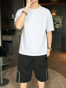 ROMON | Lomond Mens Ice Silk Sports Suit Summer Thin Short Sleeve T-shirt Outdoor Running Fitness Casual Shorts Two-piece Lightweight