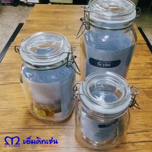 M Well Kitchenware ขวดโหลแก้วฝาล๊อคทรงเหลี่ยม ขนาด 1.5ลิตร