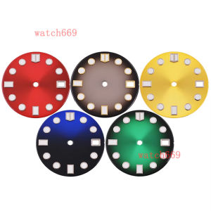 28.5MM Red/Blue/Yellow/Green/Black Watch Dial Blue luminous Fit NH35 NH36 Automatic Movement 3.0 oclock 3.8 oclock