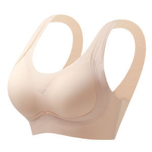 Bio-Ceramic Seamless Bra Jelly Strip Lift up Push-In Air Cup Auxiliary Breast Reduction Adjustment Type Underwear Full Cup Vest Style
