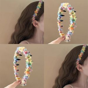 Waves Pattern Colorful Thread Hairband Korean High-End Feeling Face Washing Pressing Hair High Forehead Hairband Silk Headband Women