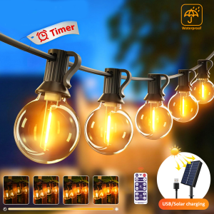 【Solar/Plug】G40 3M/7M/10M Solar String Light Outdoor Lighting IP65 Waterproof Garden Hotel Courtyard Restaurant Christmas Party Wedding Decorative Light