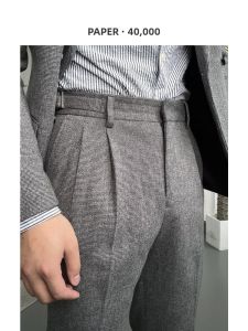 High-end Grey Corduroy Thick Casual Pants