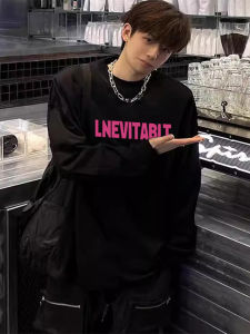 Thickened Fleece Hoodie Sweatshirt Mens round Neck American Trendy Brand Letter Print Jacket Long Sleeve Autumn Winter Clothes