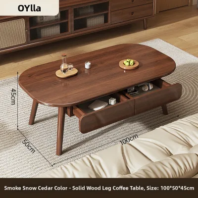 OYIla | Small Household Double Drawer Japanese Style Coffee Table