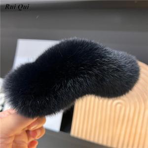 Rabbit Fur Large Back-of-head Hair Clip