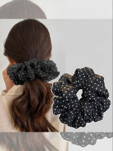 WENZHU | Elegant Polka Dot Hair Scrunchie for Low Ponytail Bun
