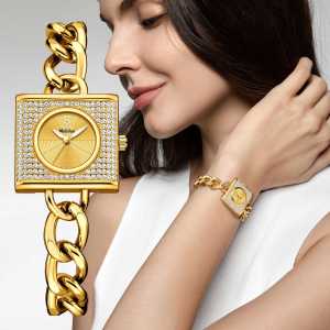 Đồng hồ nữ thời trang Đồng hồ nữ đĩa vuông kim cương đầy đủ sang trọng mới dây đeo đồng hồ nữ Đồng hồ nữ thời trang khí chất không thấm nước Quartz đồng hồ
