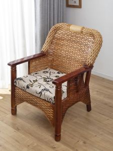 Handmade Natural Rattan Chair Bench Balcony Home Use Elderly Chair Summer Outdoor Traditional Old Style Backrest Tang Chair