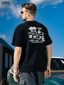 Enjeolon | Outdoor Camping Theme Fun Print Cotton T-Shirt 230G