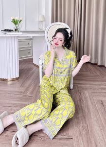 Bộ Đồ Pijama Có Hai Size  40-60kg và 60-75kg Chất Vải Lụa Latin Tơ Tằm Quần Dài Tay Áo Dài - Ngắn - Dành Cho Nữ Mặc Bốn Mùa - Quần Ngủ  Women Voi Thun Nho Nhung