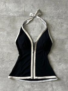 เสื้อกั๊กแขนกุดคอวีลายทางสำหรับผู้หญิง ฤดูใบไม้ผลิและฤดูร้อน ทรงสลิมฟิต ซิป แขนกุด ทรงเข้ารูป เสื้อผ้าทำงานสุดเก๋