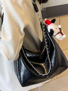 กระเป๋าถือทรงสี่เหลี่ยมแบนพับได้ขนาดใหญ่สำหรับผู้หญิง กระเป๋าสะพายไหล่แบบลำลอง ทรงเรียบง่าย สไตล์เกาหลี กระเป๋าถือ PU กระเป๋าสะพายไหล่แบบเดี่ยว