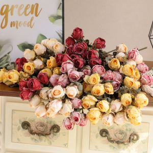 Retro European Style Artificial Rose Bouquet Fake Flowers Home Decor Living Room American Country Decoration Silk Flowers