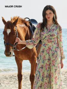 Slimming and Fashionable Long Sleeve Printed Suit Dress