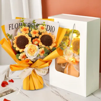WEIMI | Hand-Knitted Sunflower Yarn Bouquet for Teachers